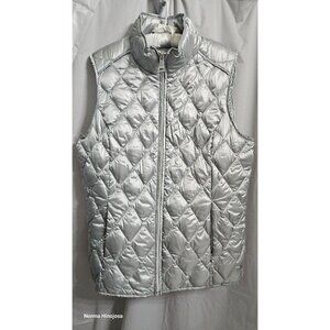 Calvin Klein Silver Quilted Puffer Vest XL With Pockets